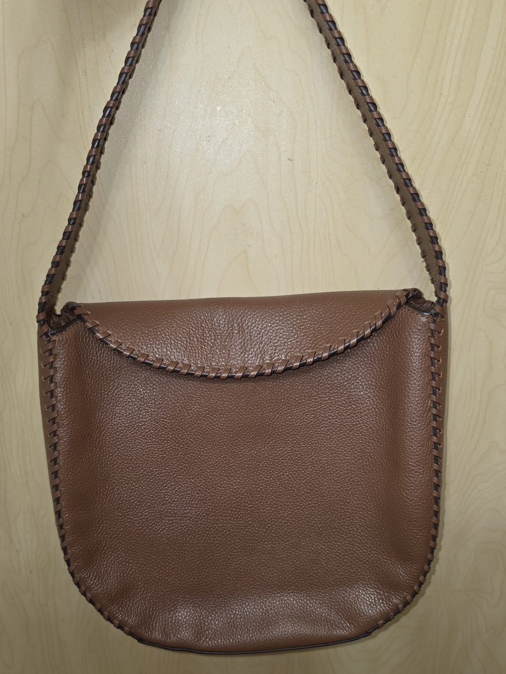 Classic J. Jill Cognac Pebbled Leather Hobo Bag – Whipstitch Detail